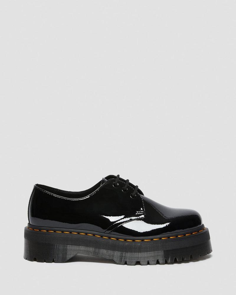 Dr Martens 1461 Lak Læder Platform Oxford Sko Dame Sort | DK 364DFM